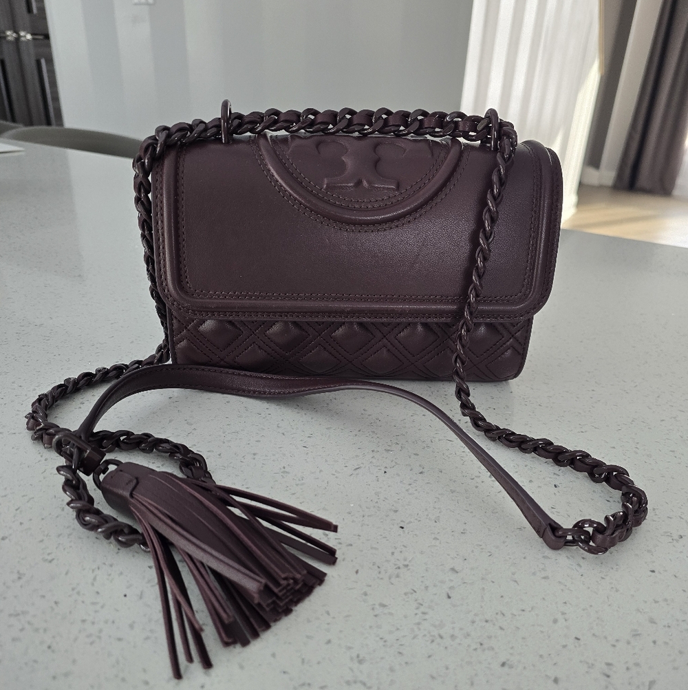 Tory Burch Dark Burgundy Quilted Women's Bag